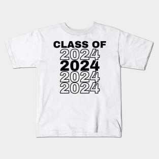 Class Of 2024 Repeated. Simple Typography 2024 Design for Class Of/ Graduation Design. Black Kids T-Shirt